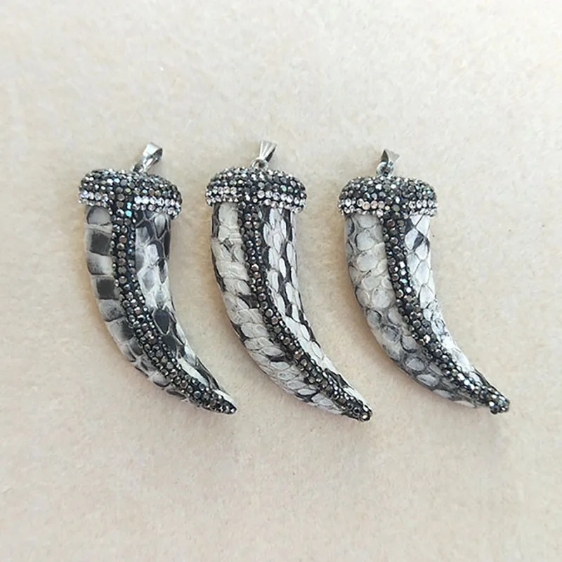 5 шт. змеиный рожок в виде бивня подвески со стразами колпачки с кристаллами