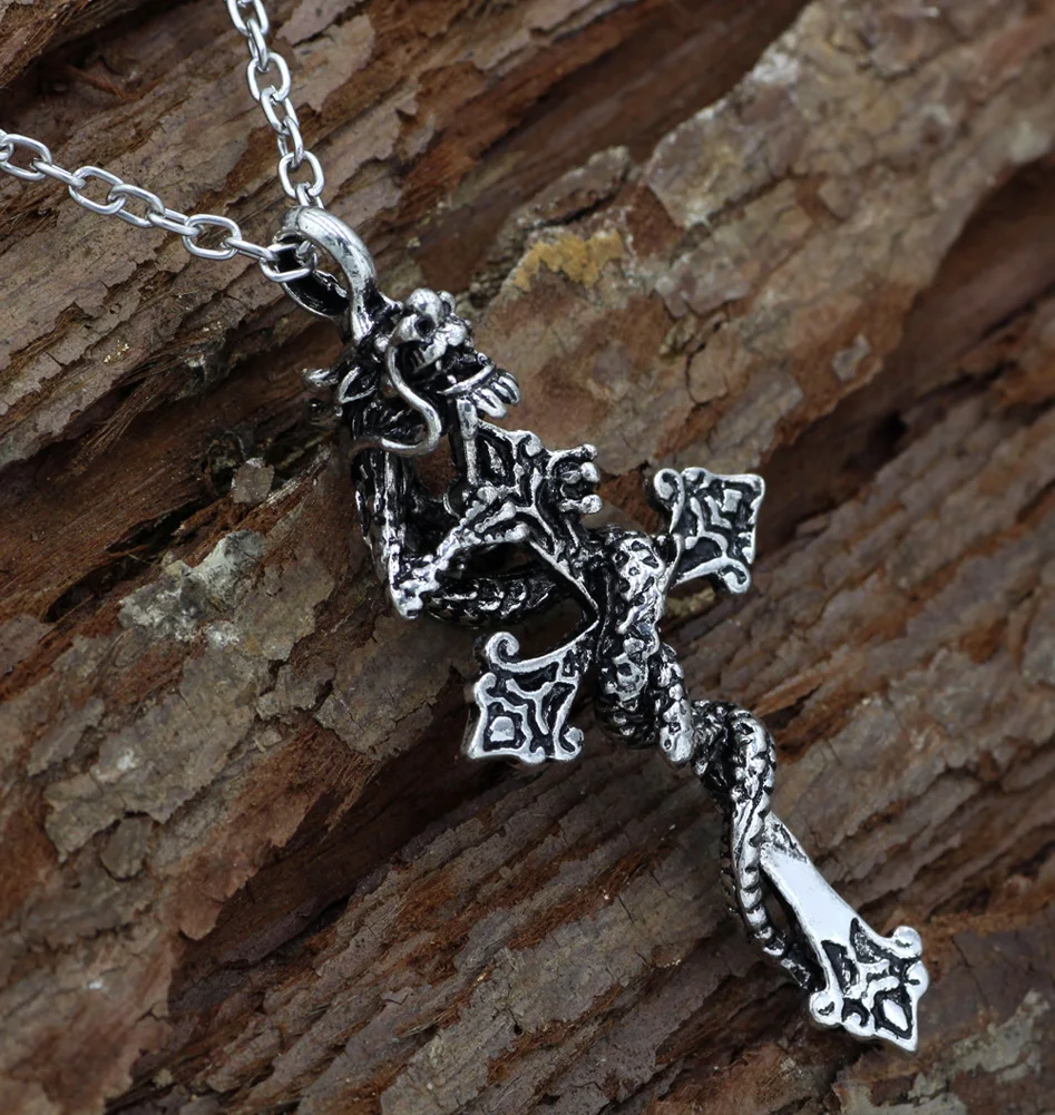 Youe shone мужское серебряное ожерелье с кулоном в виде креста дракона|cross pendant