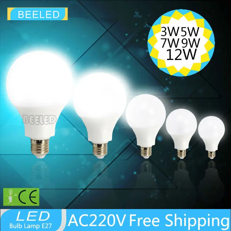 Светодиодная лампа E27 12 Вт 9 7 5 3 smd2835 220 В белая теплая энергосберегающая