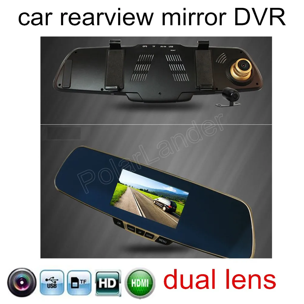 Зеркало заднего вида 5 дюймов Full HD 1080 P видеорегистратор с двумя объективами