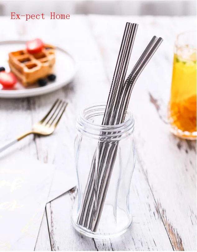 Straws Batch 200pcs/lot Metal Straw Reusable Wholesale Stainless Steel Drinking Tubes 215mm*6mm Straight Bent For Drink | Дом и сад