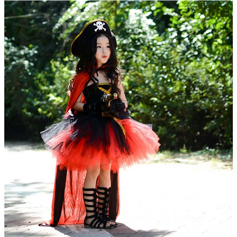 Girls Halloween Dress Set Cos Pirate Cool Show Children Ghost Female Pirates costume clothes | Детская одежда и обувь