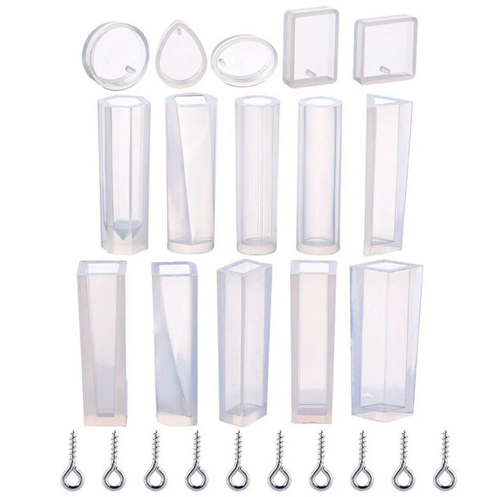 15pcs/set Resin Craft Pendant Earrings Handmade Durable Silicone Mold Geometric Tool DIY Necklace Jewelry Making Handiwork Mould