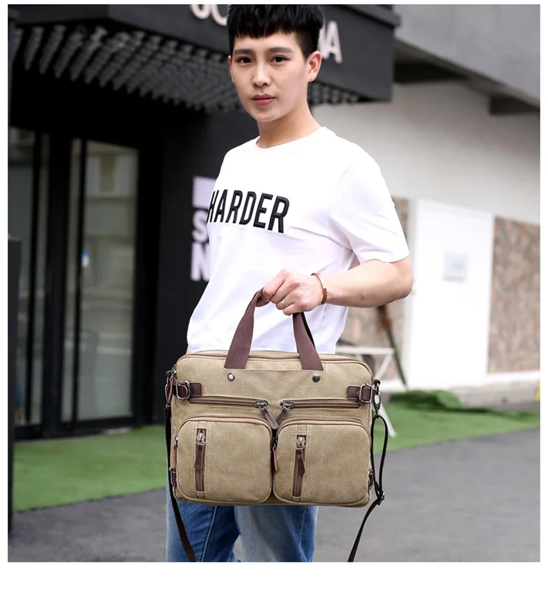 Men Canvas Briefcase Business Laptop Handbag Large Messenger Shoulder Bag Big Casual Male Tote Back Bags Travel Suitcase XA162ZC