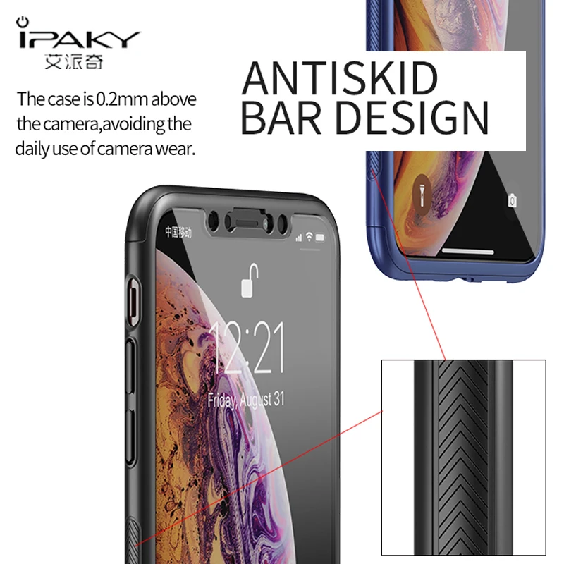 Чехол для Apple iPhone X XS XR iPaky 360 Роскошный чехол Max тонкий компьютер S чехлы телефонов |