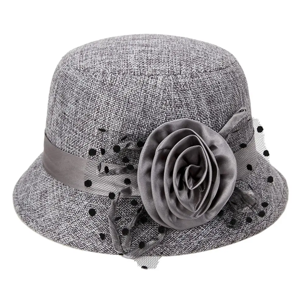 

Women's Polka Dot Mesh Flower Bowler Bucket Hat Outdoor Sun Visor Basin Cap new