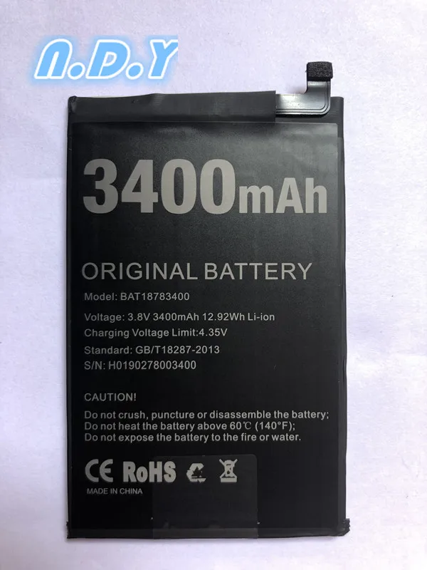 100% оригинальный новый Doogee Y8 BAT18783400 аккумулятор 3400 мАч для y8 мобильный