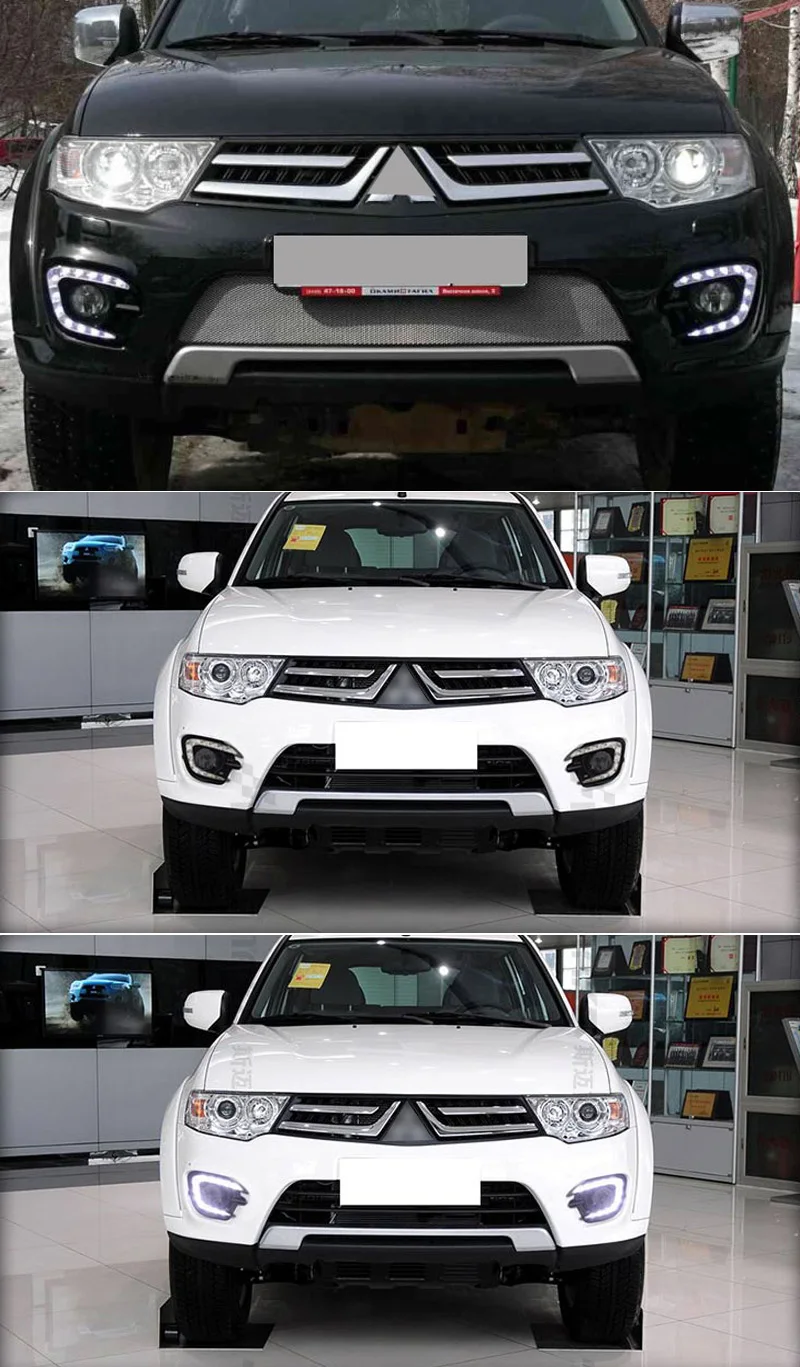 For Mitsubishi Pajero Sport Montero Sport 2013 Daytime Running Lights Fog Lamp Cover 12V ABS LED DRL Car Styling