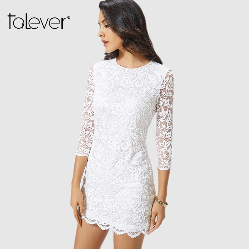 Женское сексуальное черное кружевное платье с длинным рукавом See Through Hollow Out Slim Midi