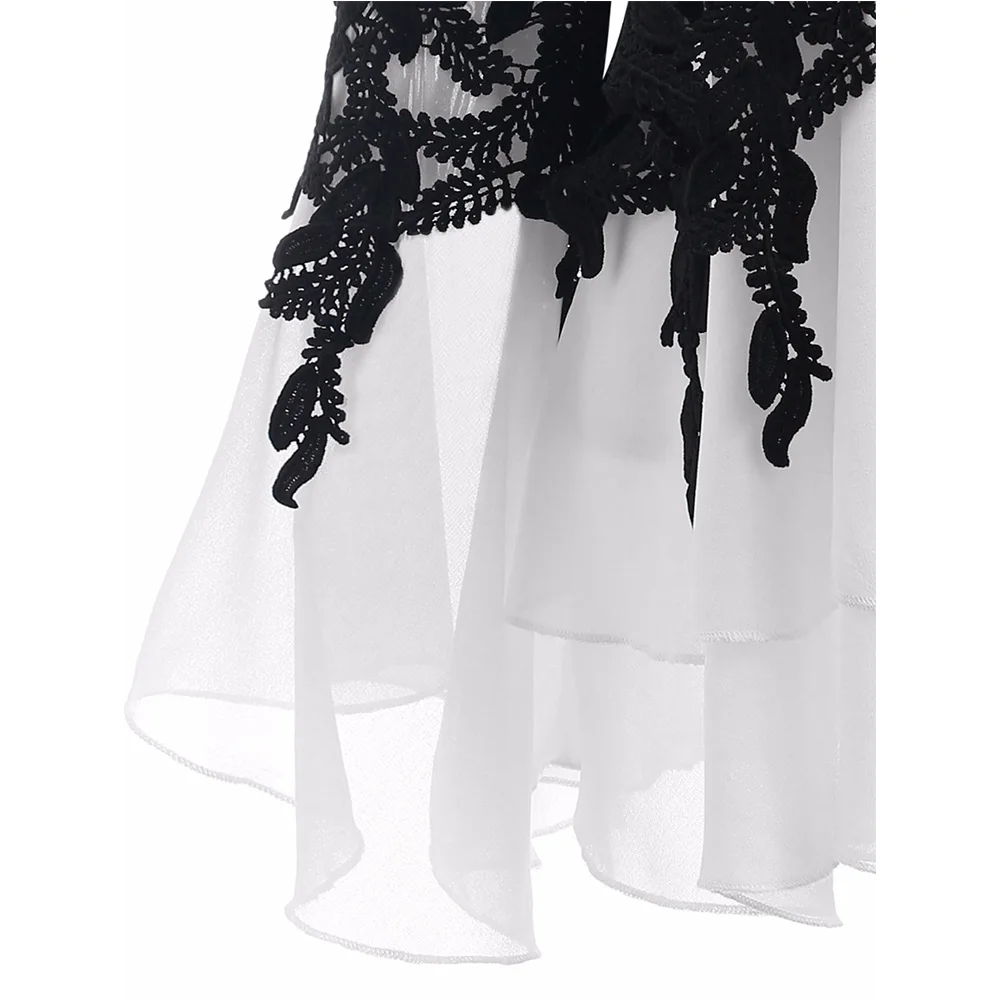 Женская блузка с аппликацией VESTLINDA многослойная шифоновая расклешенным рукавом