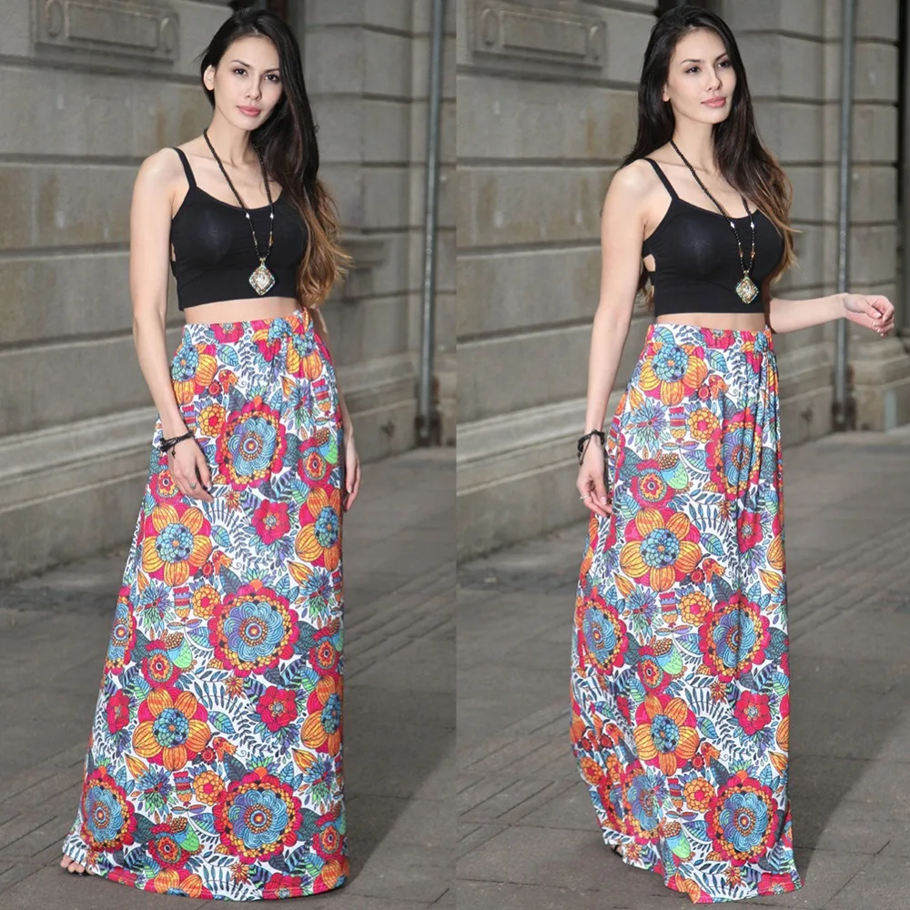 Юбки Длинные 2017 Шелк Дамы Новый Летний Повседневная Горячая европа И Америка