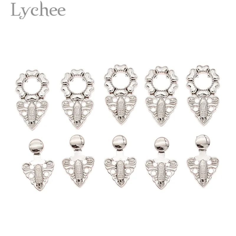 Lychee 5 шт. Стразы Hebillas сплав пуговицы Винтаж Полые Кнопки DIY Швейные материалы для одежды - Цвет: 8