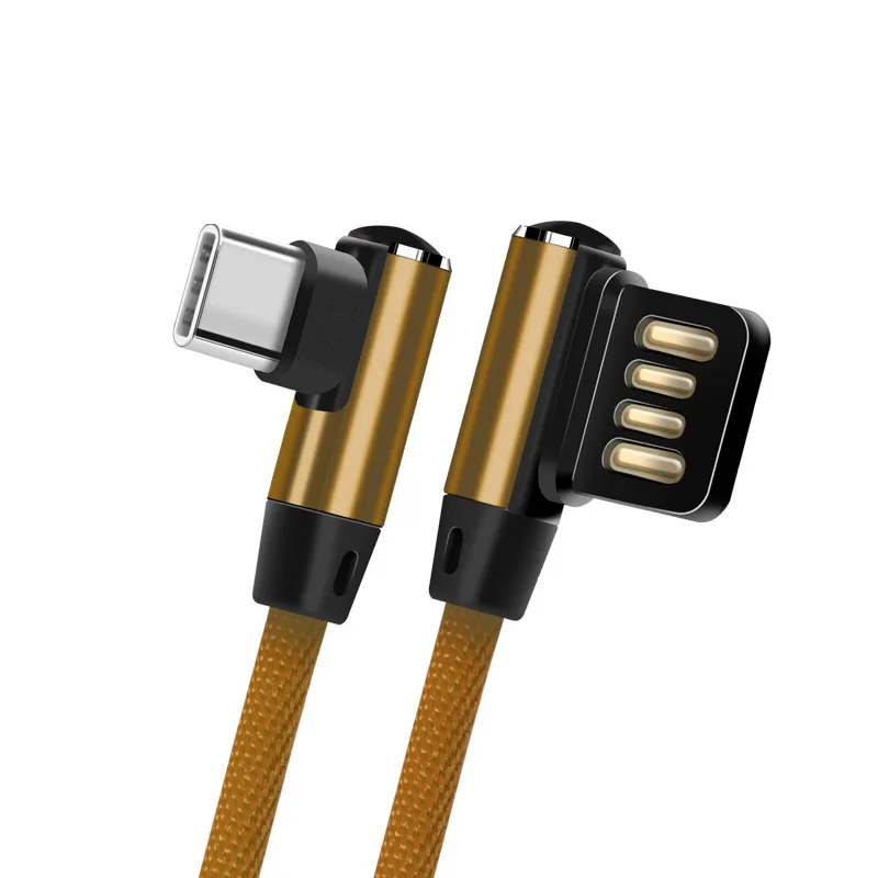 Золотой 2.4A usb type C 90 градусов USB C кабель для samsung Galaxy S10 S9 Plus Xiaomi Mi 9 8 6 MAX 3 LG USB C P30 кабель передачи данных для быстрой зарядки - Цвет: Золотой