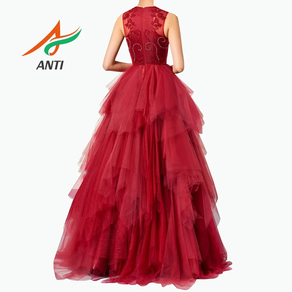 Лидер продаж бордовые платья Quinceanera вечерние бальные из тюля с кристаллами и