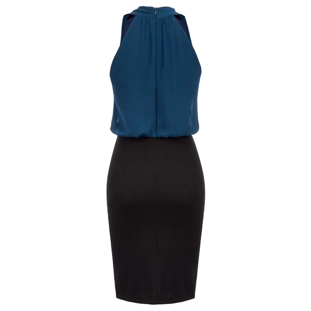 Женское офисное платье элегантное привлекательное летнее без рукавов с