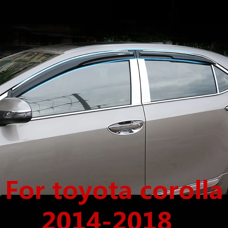 Для toyota corolla 2014 2018 хром окна автомобиля солнцезащитный козырек защита от дождя