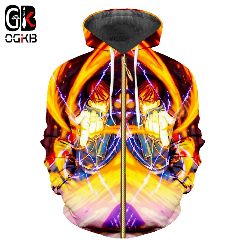 OGKB мужская куртка в стиле хип-хоп с длинным рукавом капюшоном на молнии Толстовка