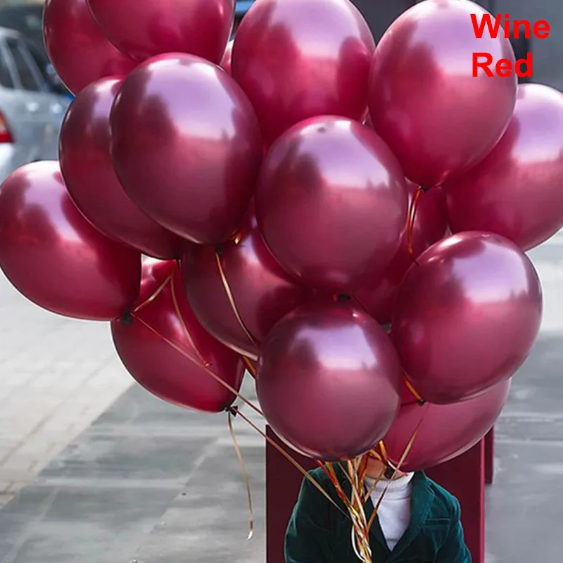 wine red 10 шт. 10 дюймов двойной слой Руди красный бордовый латексные шары металлические надувные воздушные шары Свадьба День Рождения Вечеринка украшения - Цвет: wine red