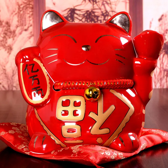10 дюймов Maneki Neko керамический Lucky Cat домашний декор фарфоровые декоративные