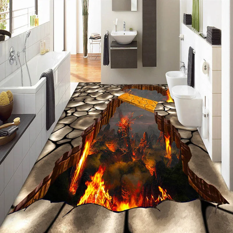 Beibehang пользовательские Настенные обои лавовый камень Magma 3D стереоскопический пол