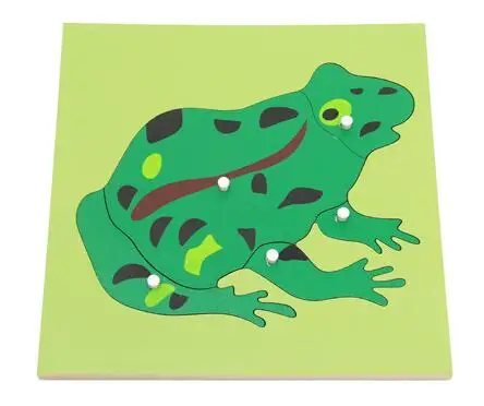 Frog Монтессори материал собрать их все 8 животных растений деревянные панели головоломки лягушка черепаха лошадь цветок игрушка для малышей раннего обучения - Цвет: Frog
