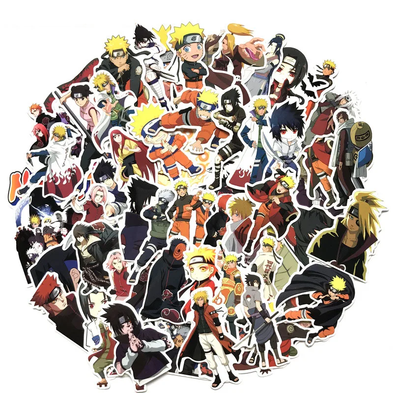 63 шт./лот фигурки Наруто игрушки Kurama Gaara Akatsuki Madara Naruto аниме наклейка бомба Скрапбукинг ПВХ планировщик наклейка s на ноутбук
