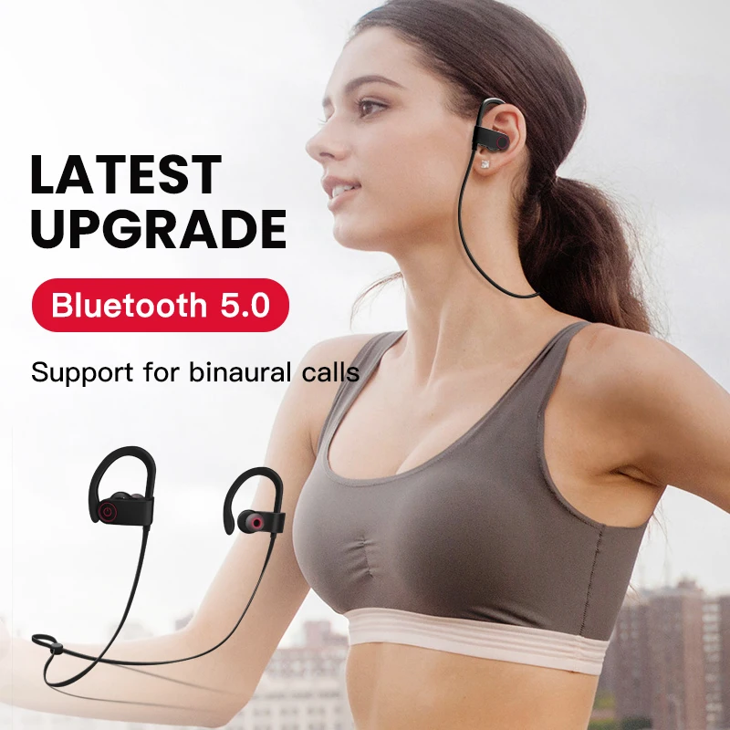 IPX7 Водонепроницаемый 5 0 Bluetooth наушники Шум отмена Hi Fi стерео блютуз беспроводные