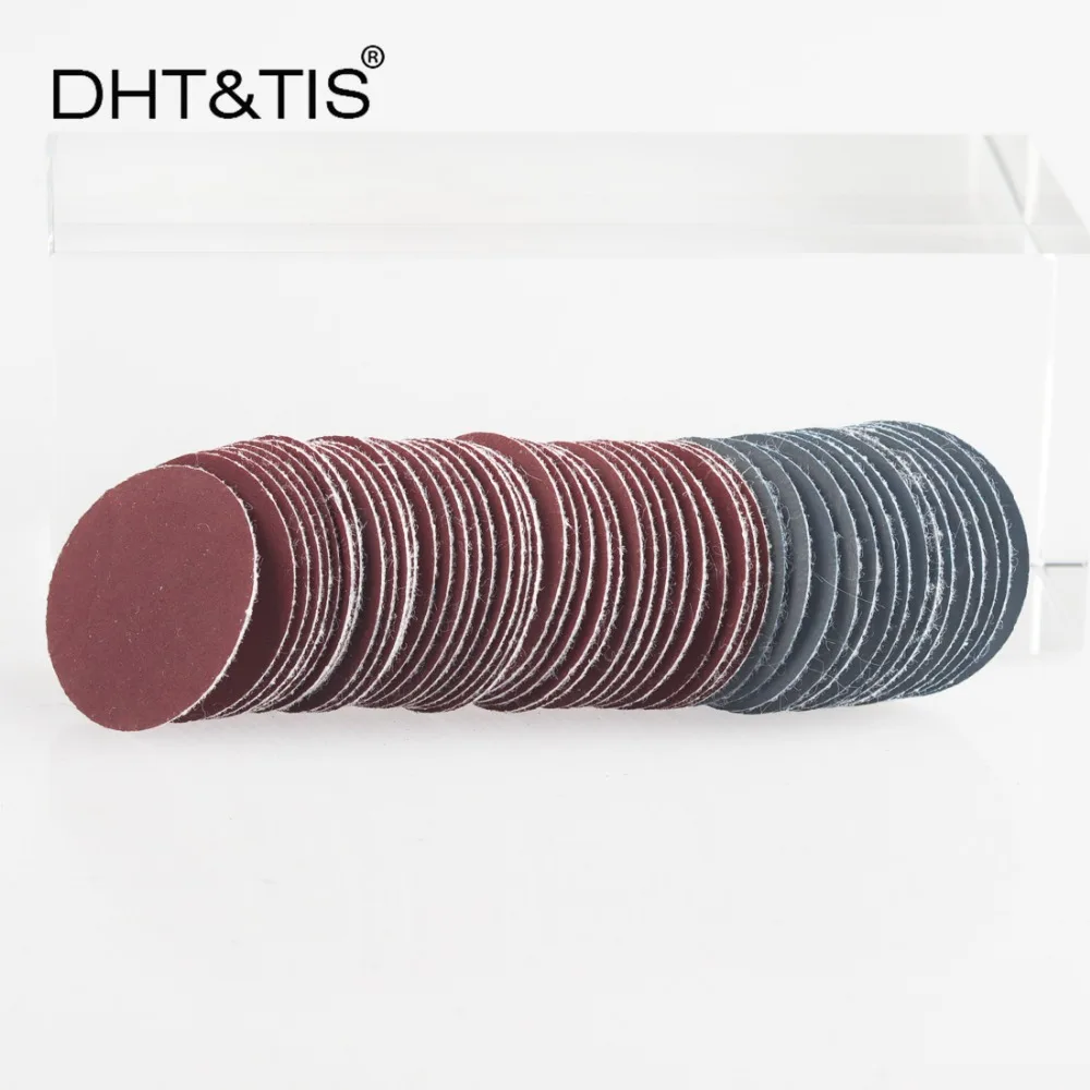 DHT& TIS 100 штук " /25 мм микс шлифовальный диск Круглый абразивный сухой наждачной бумаги+ 1 шт резервная подушечка(выберите тип
