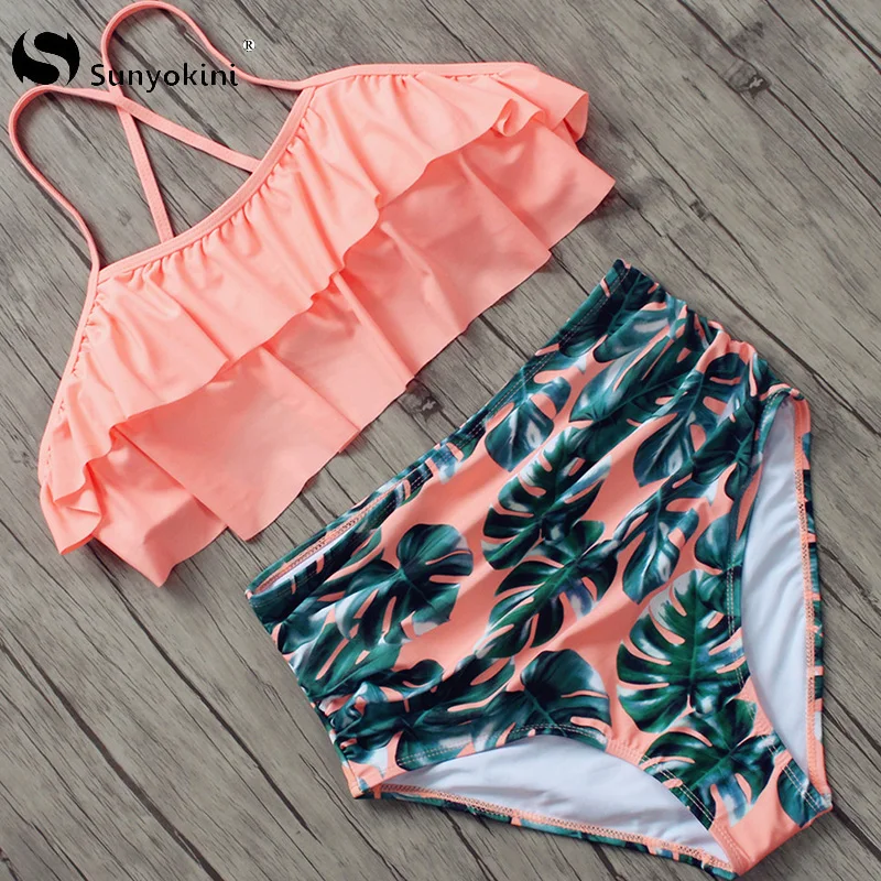 Sunyokini бикини женские купальники 2019 года купальник с высокой талией комплект