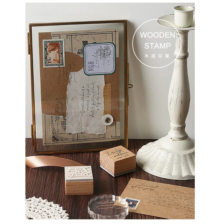 8 шт./компл. винтажные Ретро английские штампы буквы DIY деревянные резиновые штампы для stationery канцелярские стандартные штампы YZ027