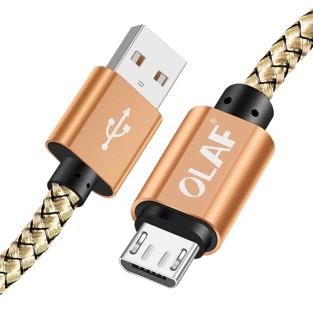 gold 1 м/2 м Micro USB кабель 2A Быстрая зарядка нейлон USB синхронизация данных мобильный телефон Android адаптер зарядное устройство кабель для samsung sony htc LG - Цвет: gold
