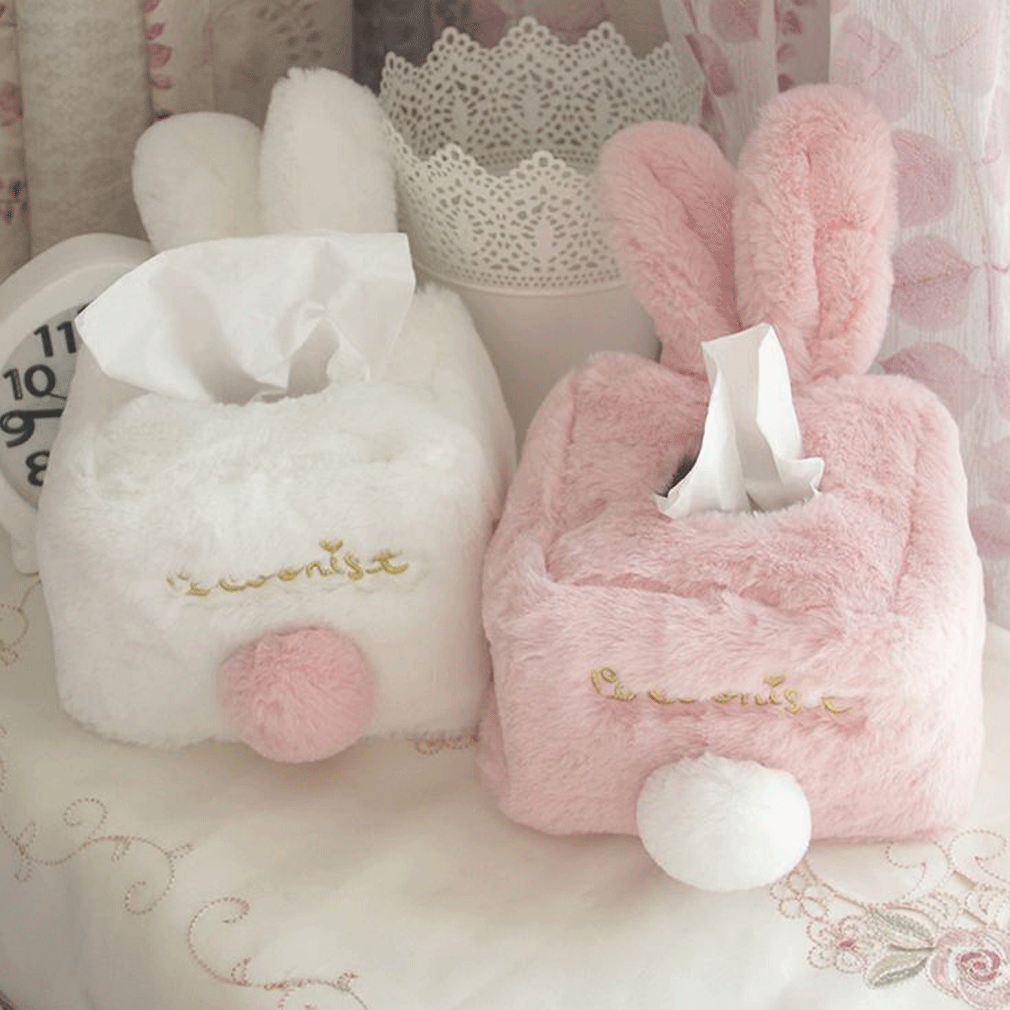 Tissue box Обложка сладкий розовый белый плюш кролик tissue box Прочный домашний Автомобиль Отель Держатель Для Бумажных Салфеток домашний кухонный Органайзер