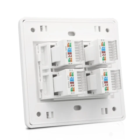 UKITSON Настенная розетка RJ45 4 порта CAT 6 белая