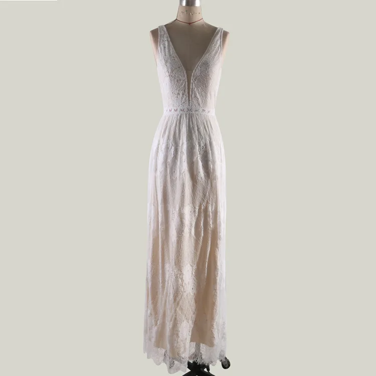 Vestido de noiva сексуальные пляжные кружевные свадебные платья без рукавов с глубоким
