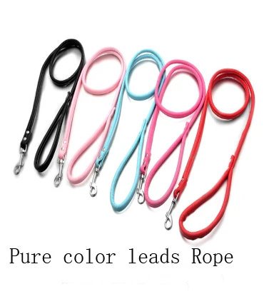 Pure color lead rope Модный Однорядный ошейник для собак из искусственной кожи с объемными цветами, поводок для кошек, регулируемый ремень для маленьких животных - Цвет: Pure color lead rope