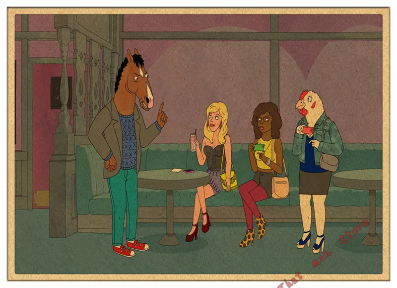 Классический ТВ bojack всадник ВИНТАЖНЫЙ ПЛАКАТ Ретро бумага Вильям Эмерсон Арнетт Рафаэль Боб-Waksberg домашний декор наклейка на стену - Цвет: Зеленый
