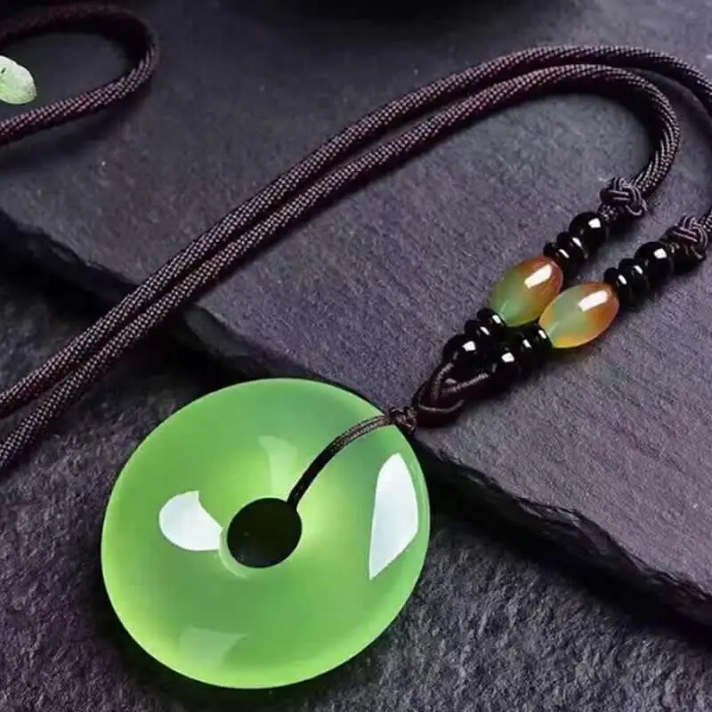 

Natural Chinese A Grade Green ice Jadeite Necklace Pendant