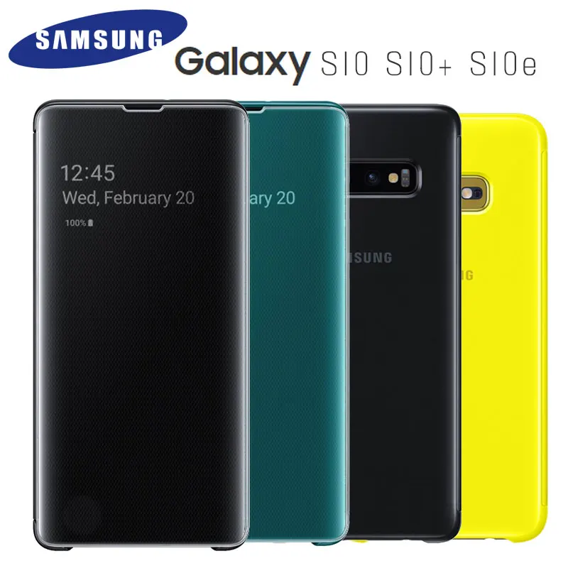 

Official Original S-View Full Flip Cover Samsung Galaxy S10 Plus S10e Cover Smart View Mirror Clear Pone Case
