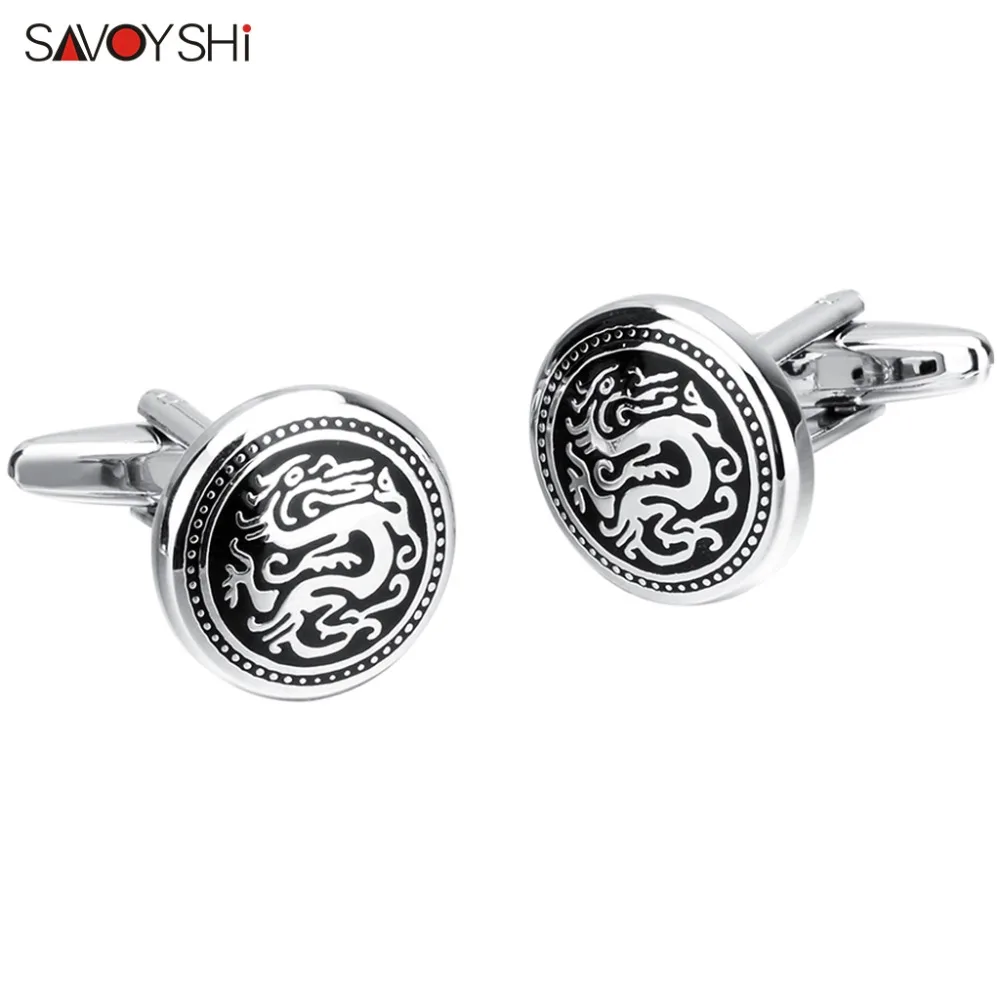 SAVOYSHI запонки для мужской рубашки высококачественные bottons круглые черные