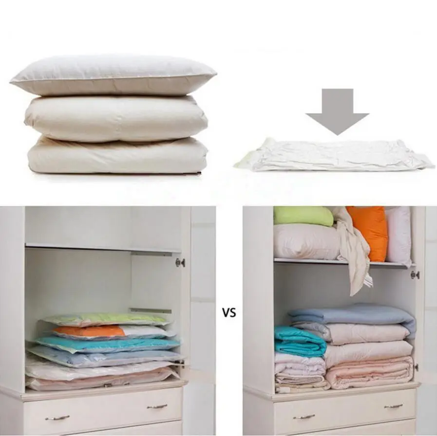 5pcs/lot Vacuum Bags For Clothes Luggage Organizer Clothing Storage Bag Transparent Large Compressed Zip Lock Plastic | Дом и сад