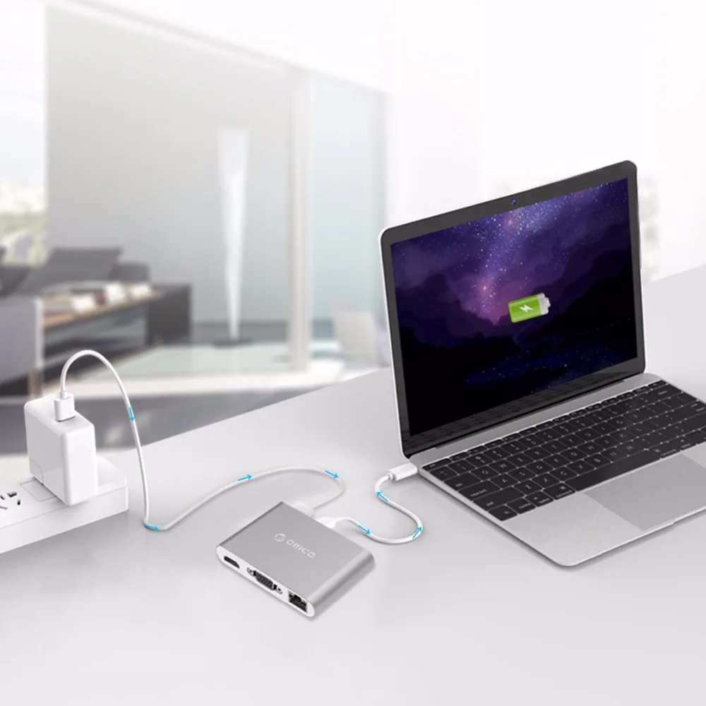 ORICO usb хаб USB C к HDMI VGA type PD адаптер для Mac/samsung Galaxy/huawei 3 0 концентратор RJ45|USB-хабы| |