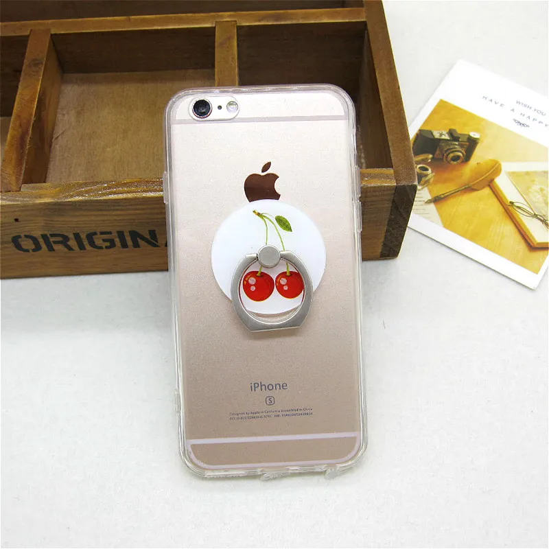 Fashion Cartoon Fruit Cherry Carambole Transparent Holder Stand Back Cover for iPhone 6 6s plus Cute Clear Phone Case Shell Skin |