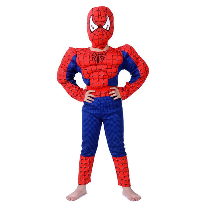 

Muscle Spiderman Cosplay Costume Children kids Peter Parker boys girls halloween spider man mask party clohing