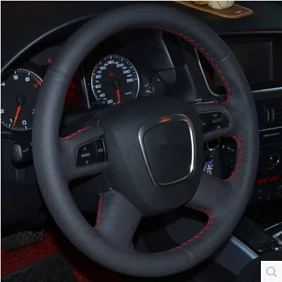 

Car Special Hand-stitched Genuine Leather Steering Wheel Cover For AUDI Old A4 B7 B8 A6 C6 2004-2011 Q5 2008-2012 Q7 2005-2011