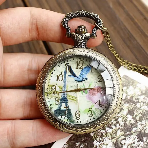 2016 Круглый Relojes Reloj Женщины Бизнес Часы Кварцевые Новая Роза Птица Ретро Башня