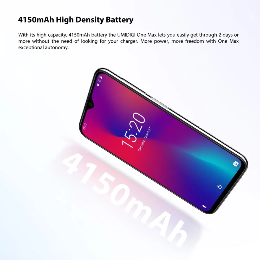 UMIDIGI One Max, 4 Гб, 128 ГБ, Android 8,1, мобильный телефон, 6,3 дюймов, разблокировка лица, Fingerpringt ID, Беспроводная зарядка, NFC, OTG, двойной, 4G смартфон