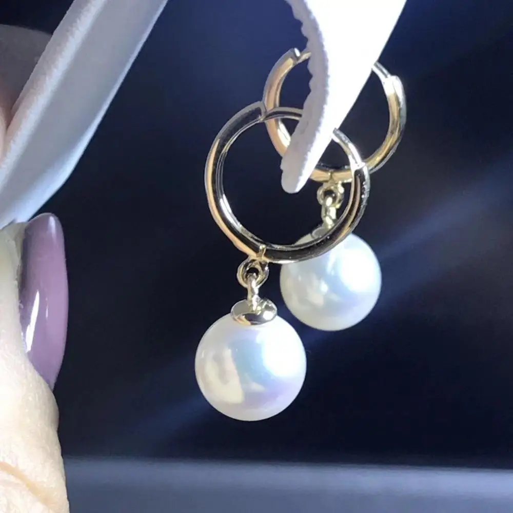 Очаровательные 10 11 мм Южно морские серьги с белыми жемчужинами 18|earrings earring|white