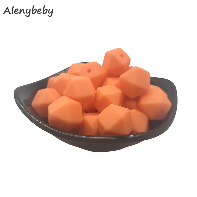 Nectarine 50 шт. силиконовая форма бусины шестигранный Прорезыватель 17 мм DIY детское жевательное ожерелье BPA свободное вскармливание ювелирные изделия силиконовые бусины-прорезыватели детские игрушки - Цвет: Nectarine