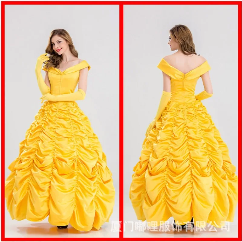 JESDEVICO Хэллоуин взрослая Красавица и Чудовище колокольчик костюм принцессы Белль