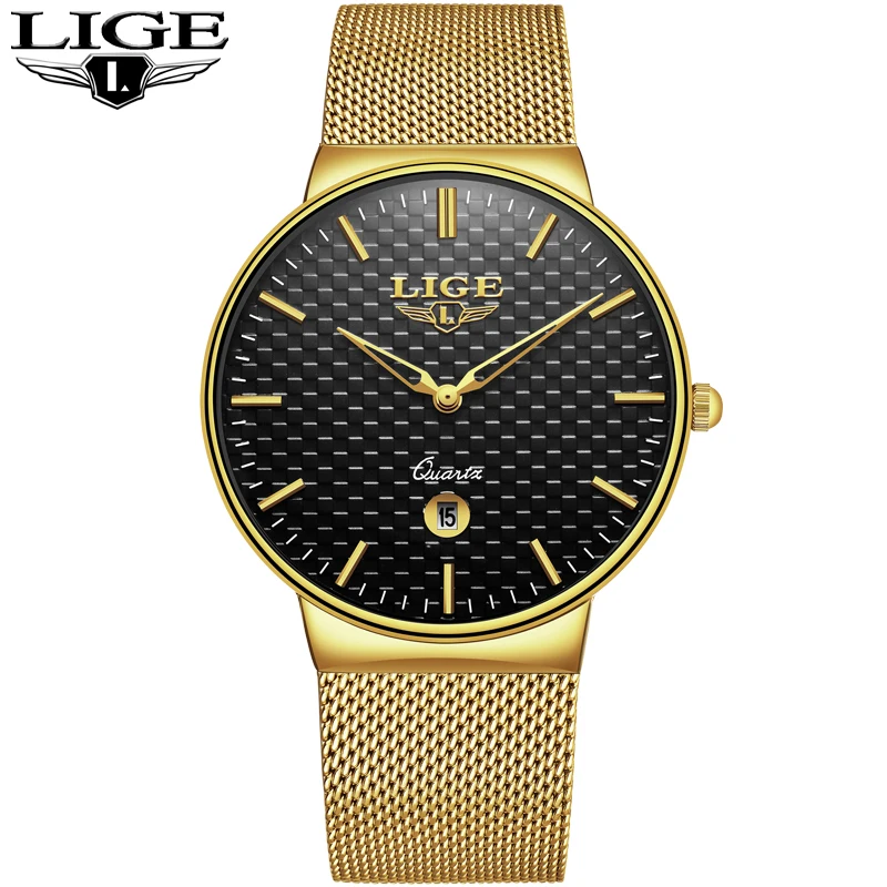 

LIGE Mens Watches Top Brand Luxury Men's Military Waterproof Sports Watch Stainless Steel Mesh Quartz Watch Relogio Masculino